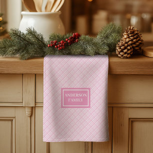 Personalisiertes Küchentuch Soft Pink Karodesign