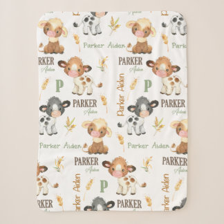 Personalisiertes Kuh Baby Blanket | 30 x 40 Sherpa Sherpadecke