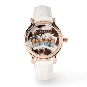 Personalisiertes Kuhdruck-Cowgirl-Geschenk im West Armbanduhr