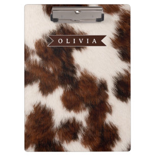 Personalisiertes Kuhdruck-Cowgirl-Geschenk im West Klemmbrett