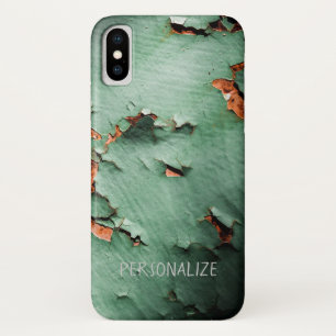 Personalisiertes kühles türkisbraunes rostiges Met iPhone X Hülle