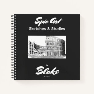 Personalisiertes Kunstskizzenbuch 2 Skizzen Schwar Notizbuch