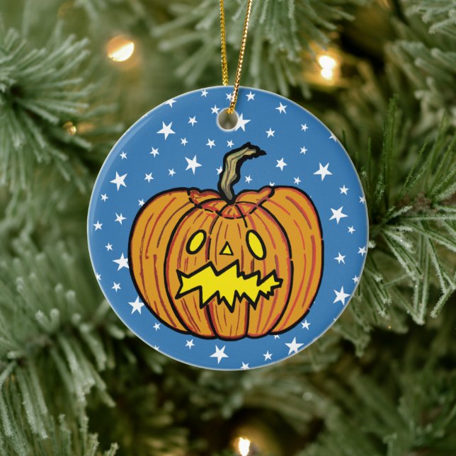 Personalisiertes KürbisHalloween-Ornament Keramik Ornament (Baum)