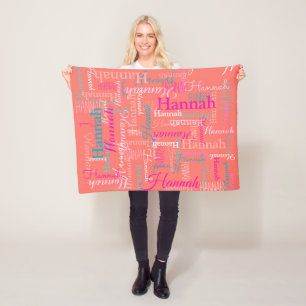 Personalisiertes kurzes korallenrotes rosa fleecedecke