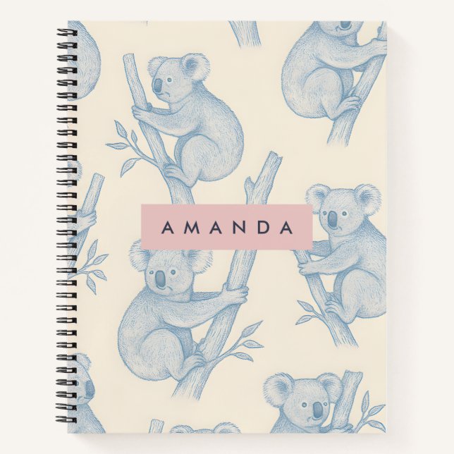 Personalisiertes Kuscheliges Koala-Muster Notizbuch (Vorderseite)