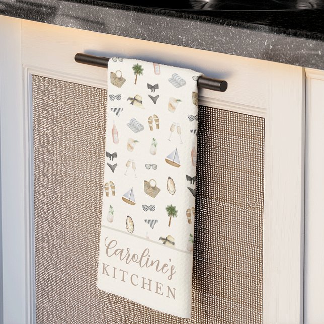 Personalisiertes Küsten-Sommer-Resort-Muster Geschirrtuch (Von Creator hochgeladen)