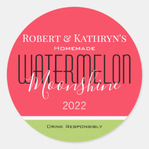 personalisiertes Label "Watermelon Moonshine" Runder Aufkleber