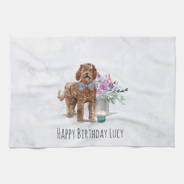 Personalisiertes Labradoodle Hund Küche Handtuch T (Horizontal)