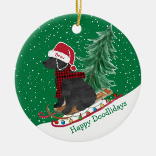 Personalisiertes Labradoodle Weihnachtsschnee Schl Keramik Ornament