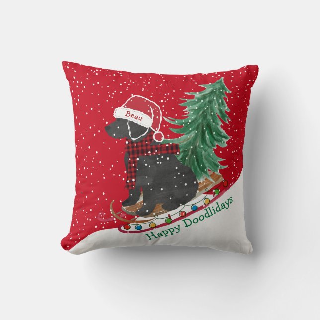 Personalisiertes Labradoodle Weihnachtsschnee Schl Kissen (Vorderseite)