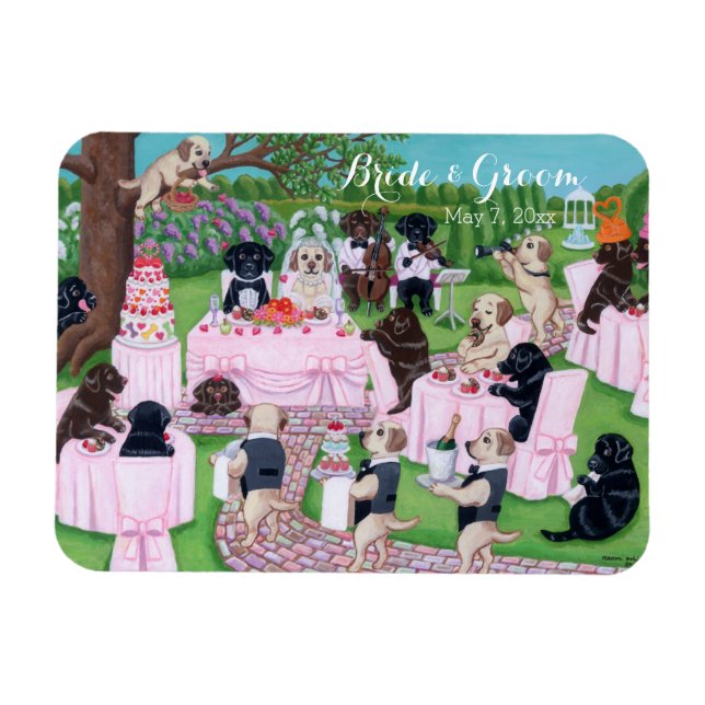 Personalisiertes Labrador Hochzeitsgemälde Magnet (Horizontal)