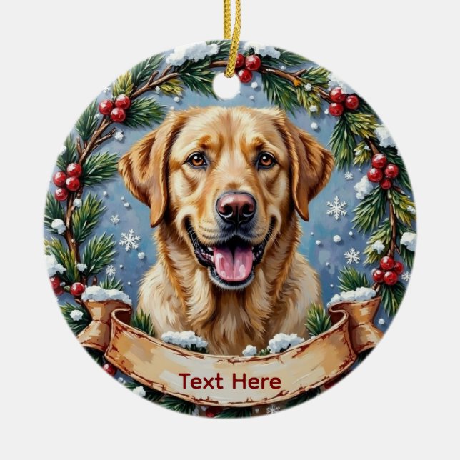 Personalisiertes Labrador Retriever Weihnachten Keramik Ornament (Vorne)