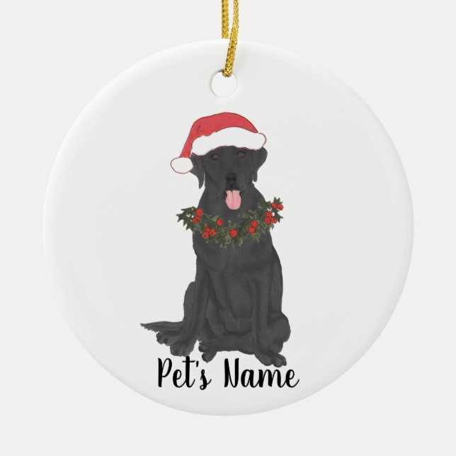 Personalisiertes Labrador (schwarz) Keramik Ornament (Vorne)
