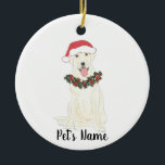 Personalisiertes Labrador (weiß) Keramik Ornament<br><div class="desc">Machen Sie die schöne Liste in diesem Jahr mit einem personalisierten Ornament Ihrer Lieblings-kleine Elf!</div>