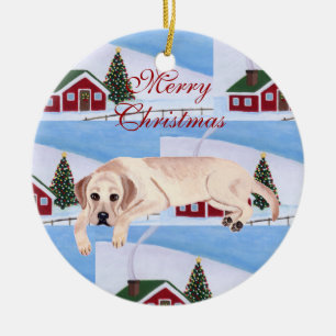 Personalisiertes Labrador-Welpen-Weihnachten Keramikornament