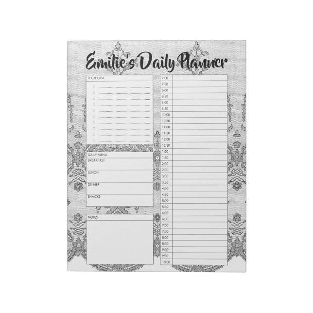 Personalisiertes Lace Daily Planer Organisator-Tag Notizblock (Rotiert)