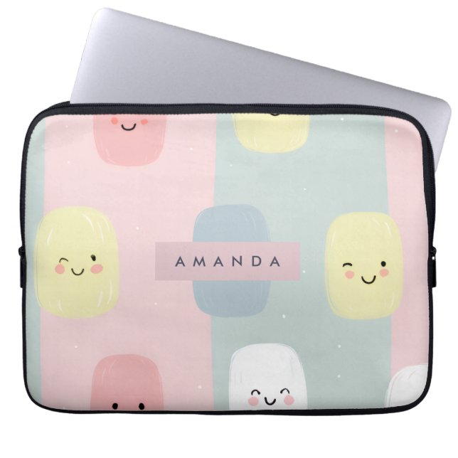 Personalisiertes Lächeln Pastel Süßigkeiten Kawaii Laptopschutzhülle (Vorderseite)