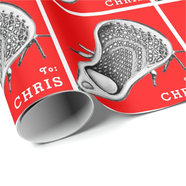 Personalisiertes Lacrosse Geschenkpapier (Rolleneckpunkt)