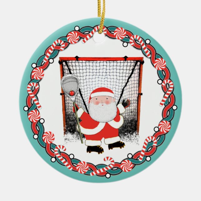 Personalisiertes Lacrosse Goalie Weihnachtsgeschen Keramik Ornament (Vorne)