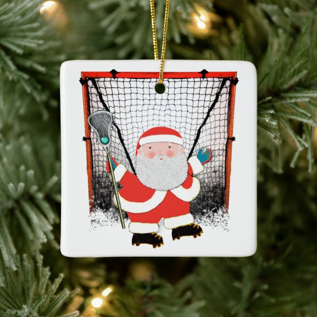 Personalisiertes Lacrosse Holiday-Geschenk Keramikornament (Baum)