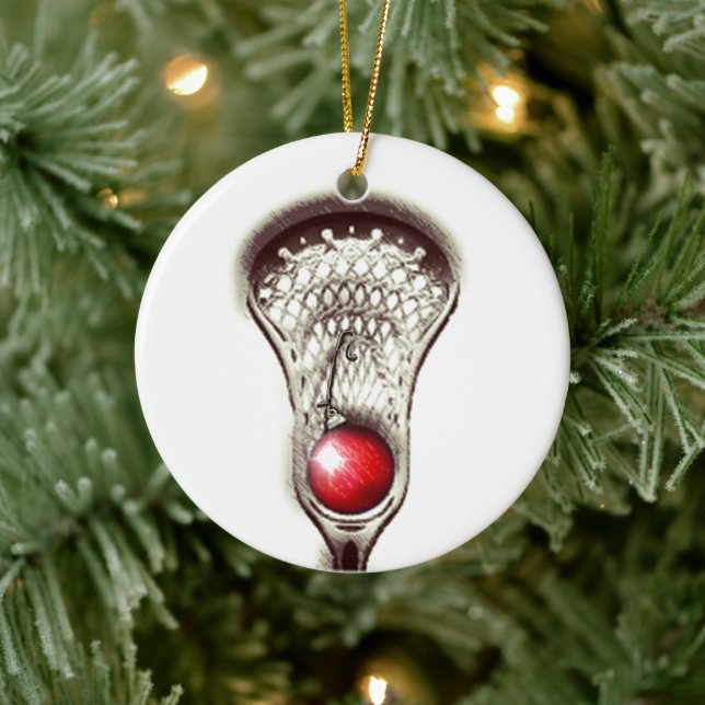 Personalisiertes Lacrosse Holiday-Geschenk Keramikornament (Baum)