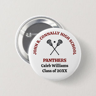 Personalisiertes Lacrosse-Team der Maroon High Sch Button
