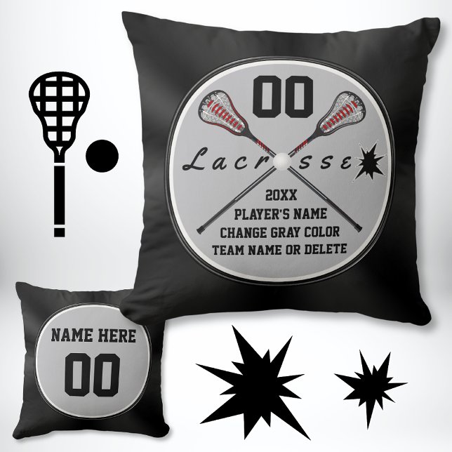 Personalisiertes Lacrosse Team gibt Ihnen Ihre Far Kissen (Lacrosse Pillow. Lacrosse bedroom decor. Lacrosse team gift ideas. Black and Gray, Lacrosse Decor.)