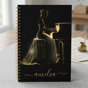 Personalisiertes Lady Grand Piano Künstlerisches S Notizblock