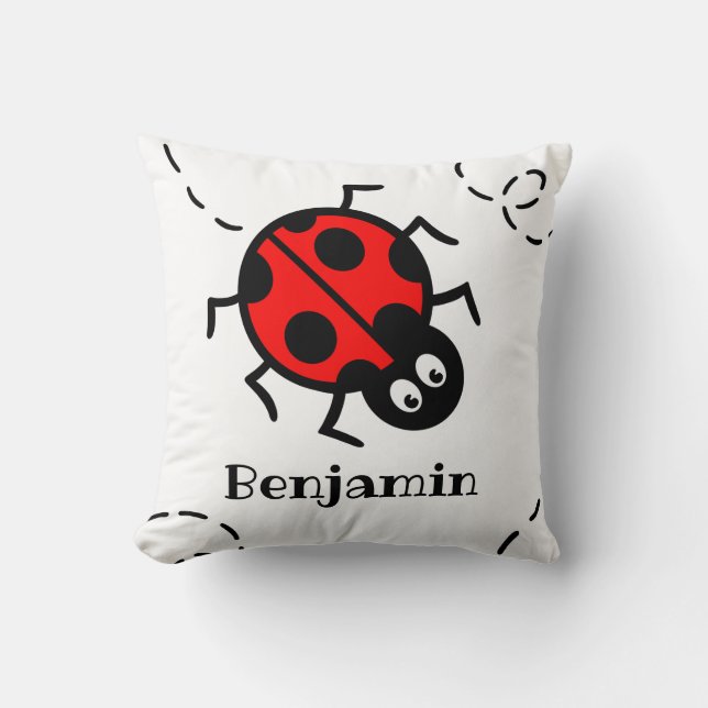 Personalisiertes Ladybird Pattern Cushion Kissen (Vorderseite)