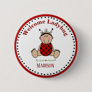 Personalisiertes Ladybug Baby Dusche Party Keepake Button