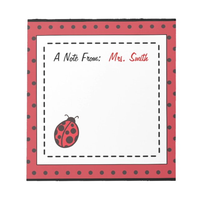 Personalisiertes Ladybug Notepad Notizblock (Vorderseite)