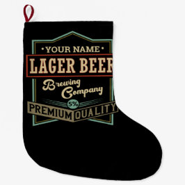 Personalisiertes Lager Bierbrauer Co Label Bar Pub Großer Weihnachtsstrumpf