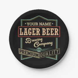 Personalisiertes Lager Bierbrauer Co Label Bar Pub Pappteller