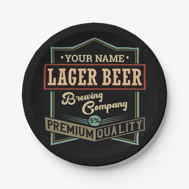 Personalisiertes Lager Bierbrauer Co Label Bar Pub Pappteller (Vorderseite)