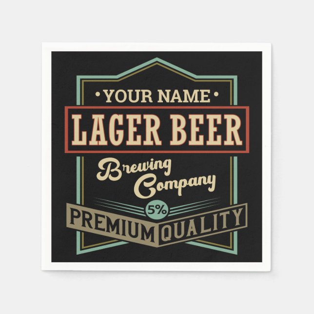 Personalisiertes Lager Bierbrauer Co Label Bar Pub Serviette (Vorderseite)