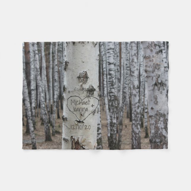 Personalisiertes Land Rustikale Namen im Herzen Fleecedecke (Vorderseite (Horizontal))