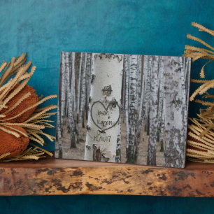 Personalisiertes Land Rustikales Herz Fotoplatte