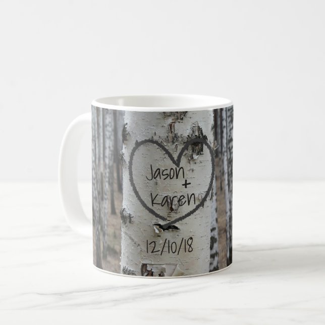 Personalisiertes Land Rustikales Herz Kaffeetasse (Vorderseite Links)