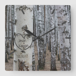 Personalisiertes Land Rustikales Herz Quadratische Wanduhr