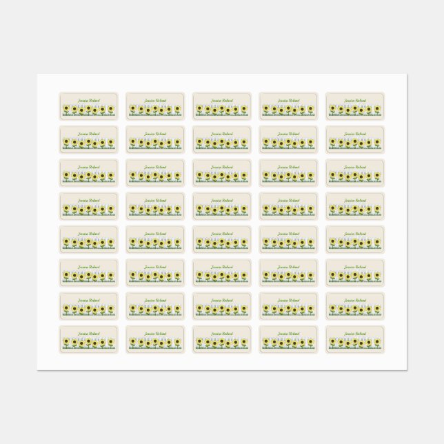 Personalisiertes Land Sonnenblumen Etiketten (Blatt)