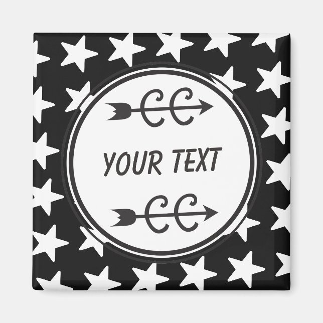 Personalisiertes länderübergreifendes Schwarz-weiß Magnet (Vorne)