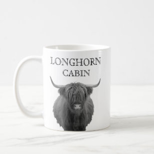 Personalisiertes Landhaus Cabin Lodge Hochland Kuh Kaffeetasse
