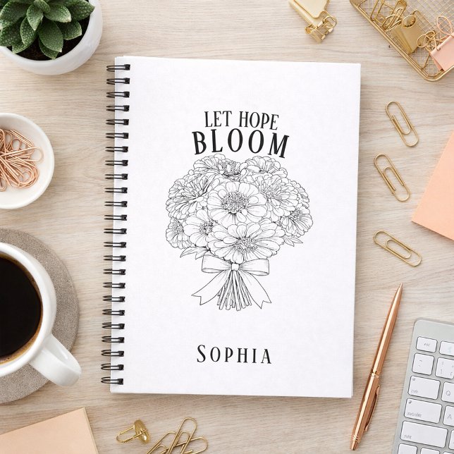 Personalisiertes Lass Hoffnung Blühen Zinnienstrau Notizblock (Let Hope Bloom Bouquet Custom Name Journal )