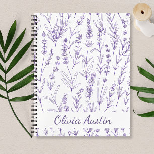 Personalisiertes Lavendel-Botanik Elegant Minimali Notizbuch