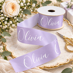 Personalisiertes Lavendel Elegantes Namens-Satinba Satinband