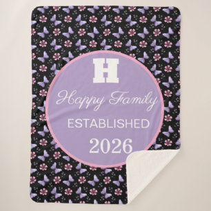 Personalisiertes Lavendel-Schmetterlings-Blumenmus Sherpadecke