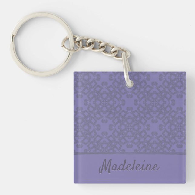 Personalisiertes Lavendelmuster Schlüsselanhänger (Vorderseite)