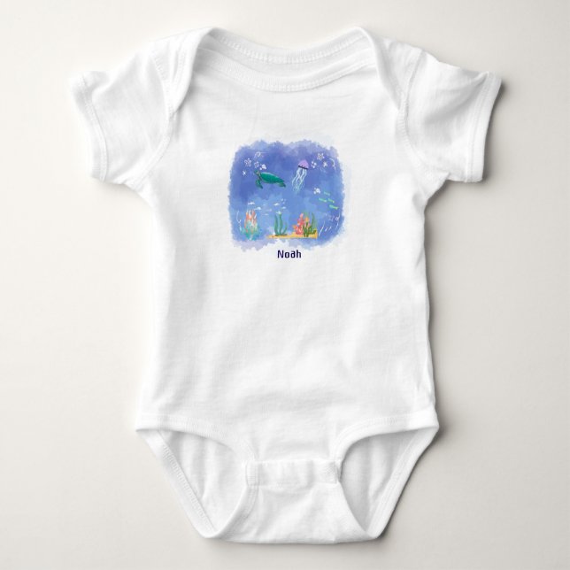 Personalisiertes Leben im Wasser Baby Strampler (Vorderseite)