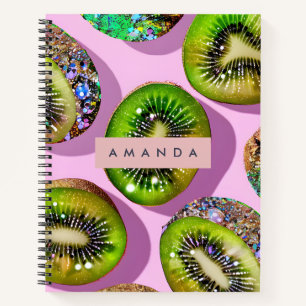 Personalisiertes Lebendiges Glitter-Kiwi-Pop-Art-D Notizbuch