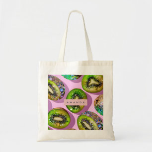 Personalisiertes Lebendiges Glitter-Kiwi-Pop-Art-D Tragetasche
